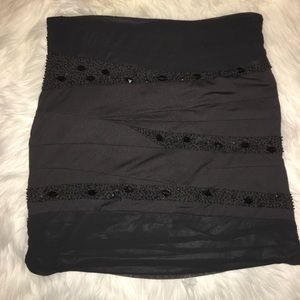 Black crystal mini skirt